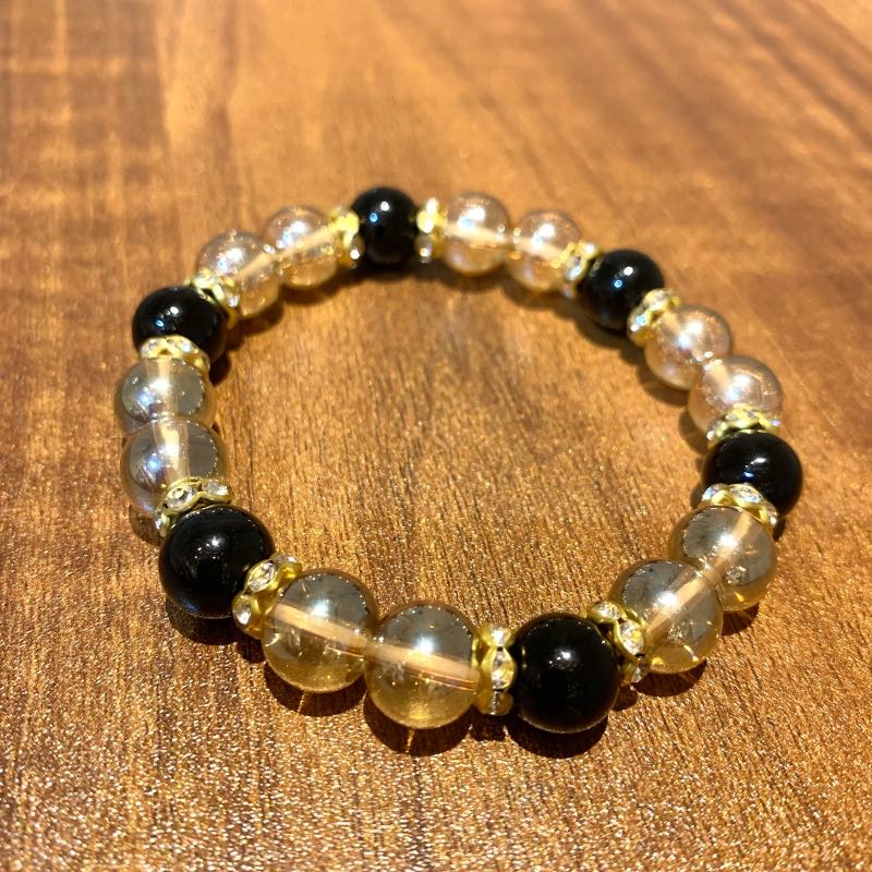 ISLAND － 183 天然石ブラックオニキス&イエローアクアオーラ