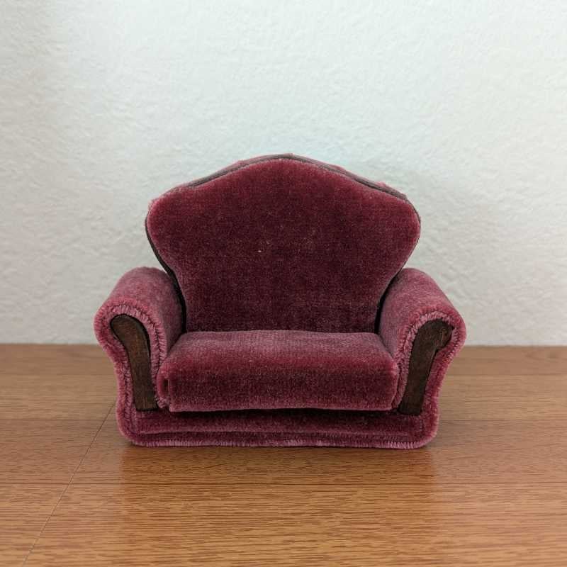【新品、本物、当店在庫だから安心】 こびとの家具屋 － 038 ミニチュアソファー【クラシック紅色 オルゴール