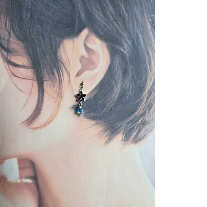 bubun ガラス ピアス organ フラワー マット加工 K18 bubun ガラス ピアス organ フラワー マット加工 K18 bubun olga