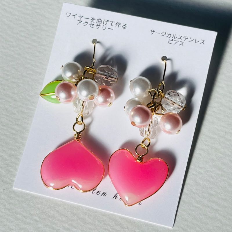 優☆No1580 イヤリングK16GP☆ダイクロ＆レジン宝石型・サークル 優